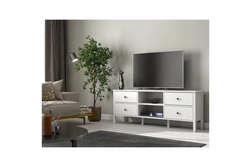 Olyros TV-benk 160 cm - Natur/Hvit - Møbler - Mediamøbel & tv møbel - TV-benk & mediabenk
