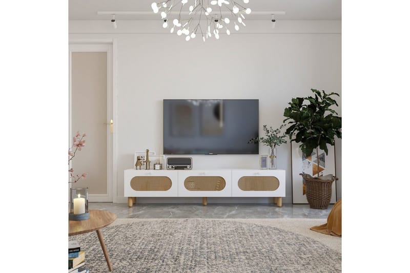 Ossin TV-benk 180 cm - Hvit - Møbler - Mediamøbel & tv møbel - TV-benk & mediabenk