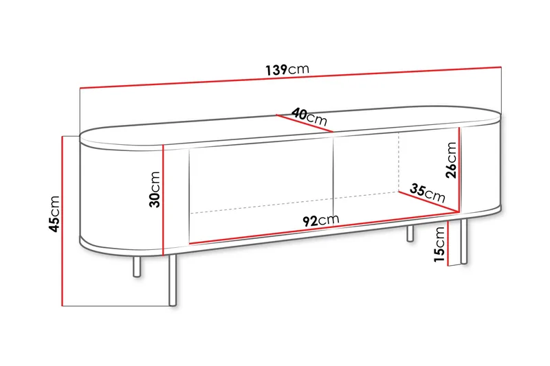 Pantego Tv-Benk 139x40 cm - Brun - Møbler - Mediamøbel & tv møbel - TV-benk & mediabenk