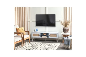 Parton Gulvstående TV-benk 140 cm med Oppbevaring i Malt Tre - Hvit|Beige - Møbler - Mediamøbel & tv møbel - TV-benk & mediabenk