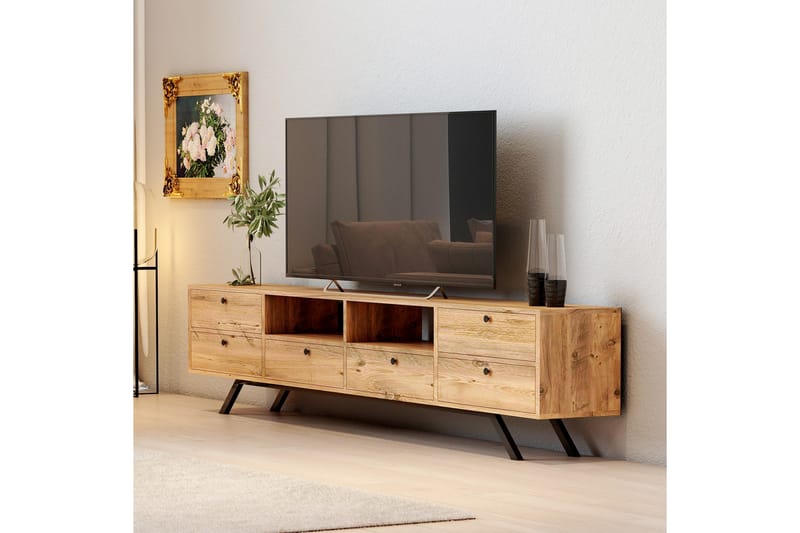 Pega Laizla TV-benk 180 cm - Mørkebrun/Svart - TV-benk & mediabenk