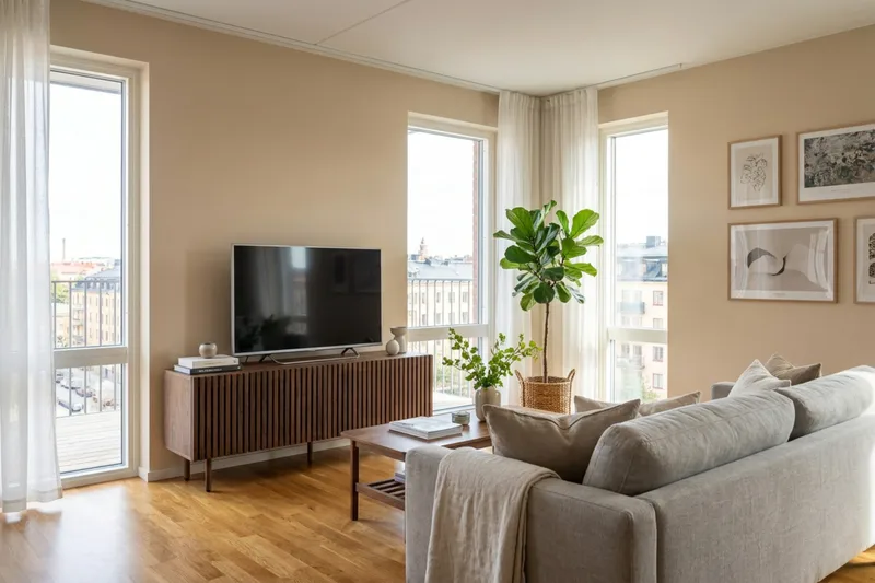 Peyra Ribbet TV-benk 120 cm - Valnøtt - Møbler - Mediamøbel & tv møbel - TV-benk & mediabenk