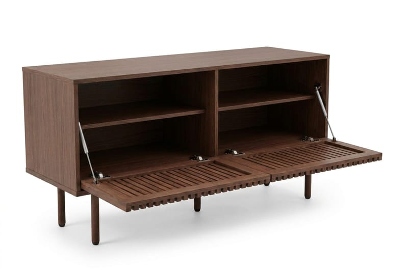 Peyra Ribbet TV-benk 120 cm - Valnøtt - Møbler - Mediamøbel & tv møbel - TV-benk & mediabenk