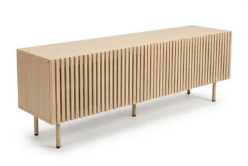 Peyra Ribbet TV-benk 160 cm med Oppbevaring, Tre- og Eikutseende - Natur - Møbler - Mediamøbel & tv møbel - TV-benk & mediabenk
