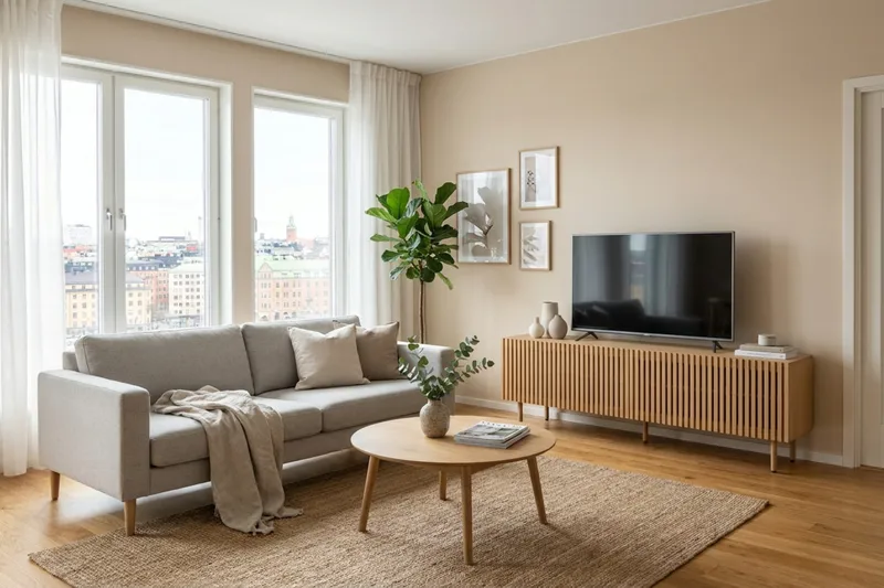 Peyra Ribbet TV-benk 160 cm - Natur - Møbler - Mediamøbel & tv møbel - TV-benk & mediabenk