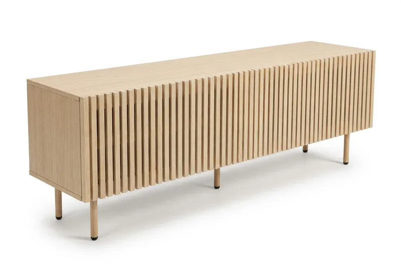 Peyra Ribbet TV-benk 160 cm - Natur - Møbler - Mediamøbel & tv møbel - TV-benk & mediabenk