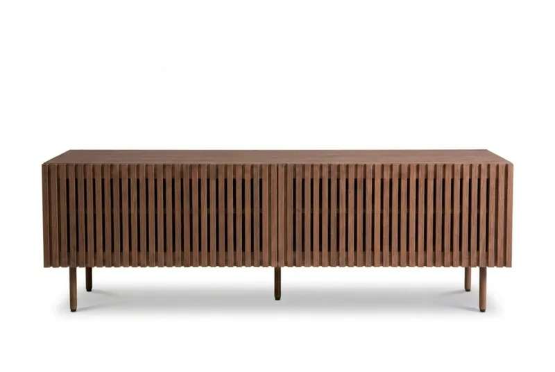 Peyra Ribbet TV-benk 160 cm, Valnøtt