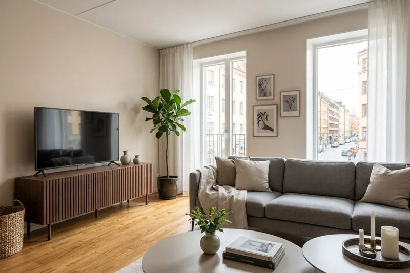 Peyra Ribbet TV-benk 160 cm - Valnøtt - Møbler - Mediamøbel & tv møbel - TV-benk & mediabenk