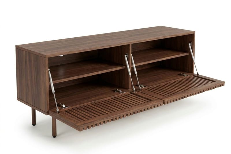 Peyra Ribbet TV-benk 160 cm - Valnøtt - Møbler - Mediamøbel & tv møbel - TV-benk & mediabenk