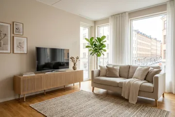 Peyra Ribbet TV-benk 200 cm - Eik - Møbler - Mediamøbel & tv møbel - TV-benk & mediabenk