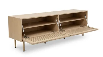 Peyra Ribbet TV-benk 200 cm - Eik - Møbler - Mediamøbel & tv møbel - TV-benk & mediabenk