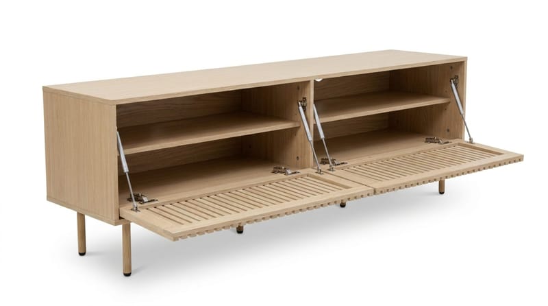 Peyra Ribbet TV-benk 200 cm - Eik - Møbler - Mediamøbel & tv møbel - TV-benk & mediabenk