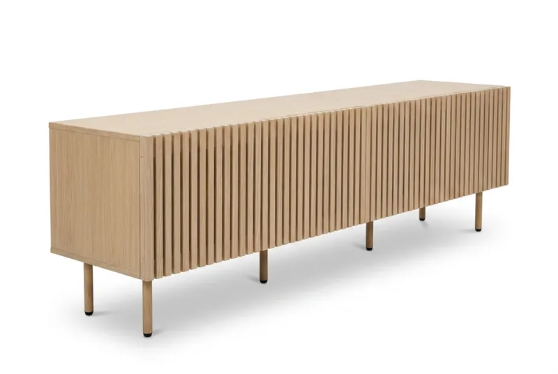 Peyra Ribbet TV-benk 200 cm - Eik - Møbler - Mediamøbel & tv møbel - TV-benk & mediabenk