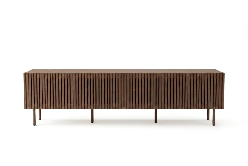 Peyra Ribbet TV-benk 200 cm, Valnøtt