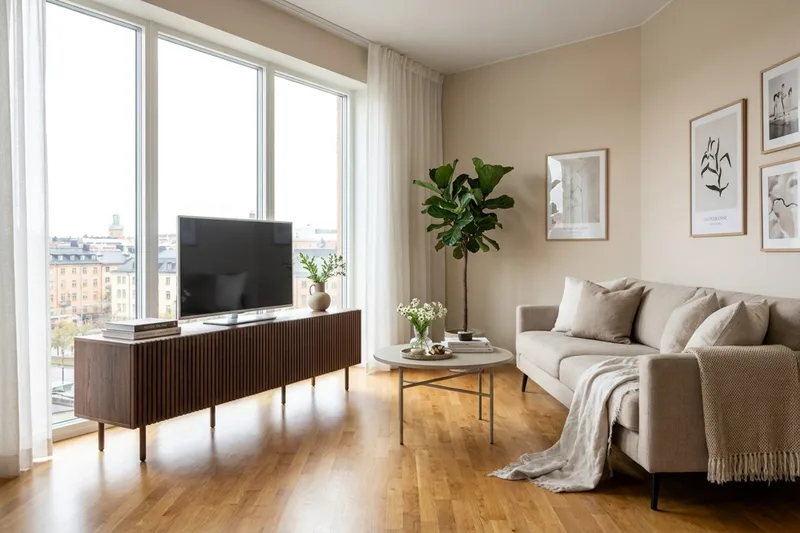 Peyra Ribbet TV-benk 200 cm - Valnøtt - Møbler - Mediamøbel & tv møbel - TV-benk & mediabenk