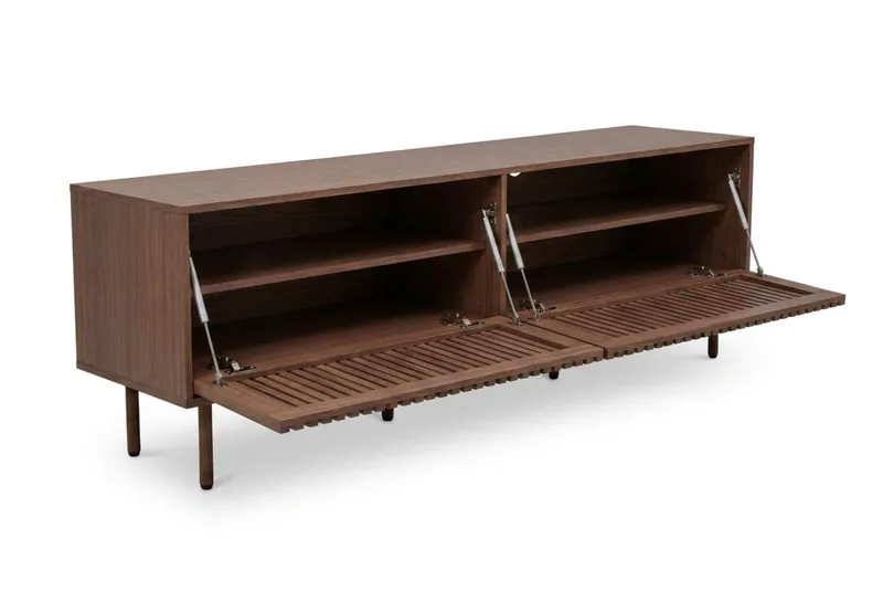 Peyra Ribbet TV-benk 200 cm - Valnøtt - Møbler - Mediamøbel & tv møbel - TV-benk & mediabenk