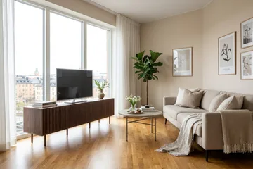 Peyra ribbet TV-benk med oppbevaring 200 cm - Valnøtt - Møbler - Mediamøbel & tv møbel - TV-benk & mediabenk