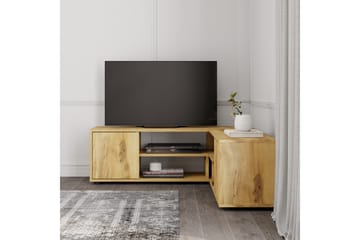 Pienk Hjørne TV-benk i Tre 125 cm med Oppbevaring i Eik - Brun - Møbler - Mediamøbel & tv møbel - TV-benk & mediabenk