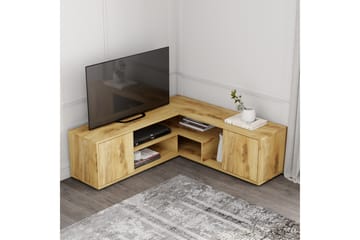 Pienk Hjørne TV-benk i Tre 125 cm med Oppbevaring i Eik - Brun - Møbler - Mediamøbel & tv møbel - TV-benk & mediabenk