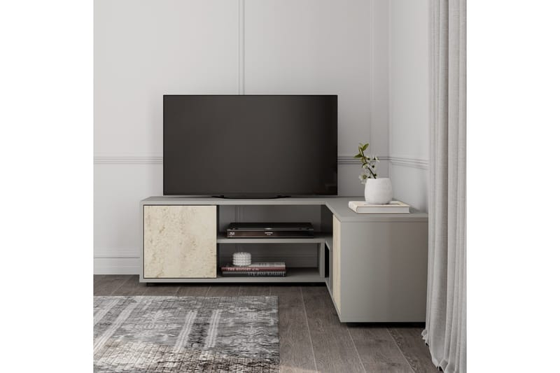Pienk TV-benk 125 cm - Grå/Travertin - Møbler - Mediamøbel & tv møbel - TV-benk & mediabenk
