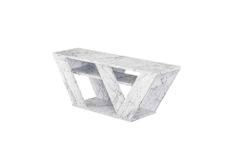 Pipralla TV-benk 110 cm, Hvit Marmor