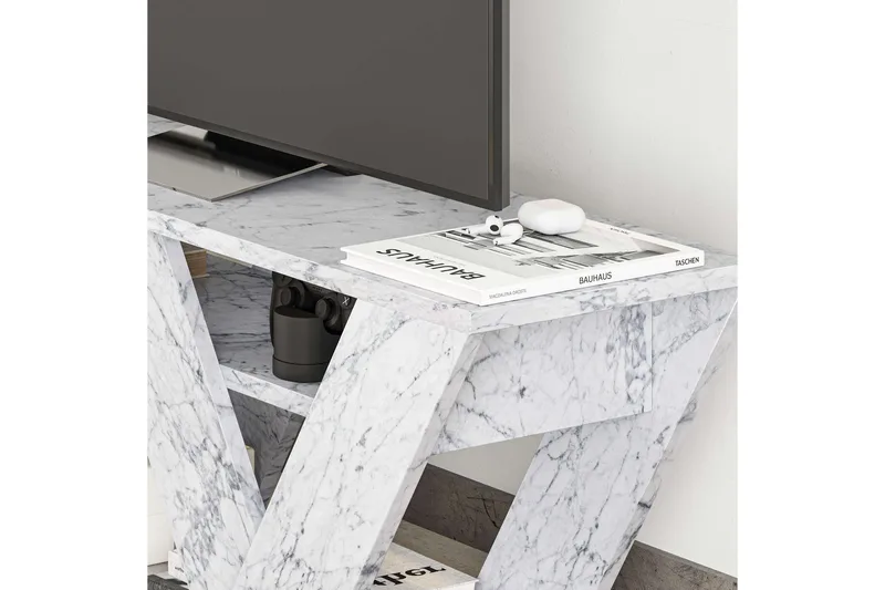 Pipralla TV-benk 110 cm - Hvit Marmor - Møbler - Mediamøbel & tv møbel - TV-benk & mediabenk