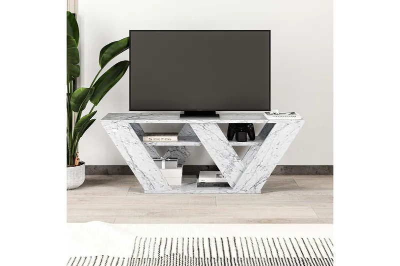 Pipralla TV-benk 110 cm - Hvit Marmor - Møbler - Mediamøbel & tv møbel - TV-benk & mediabenk