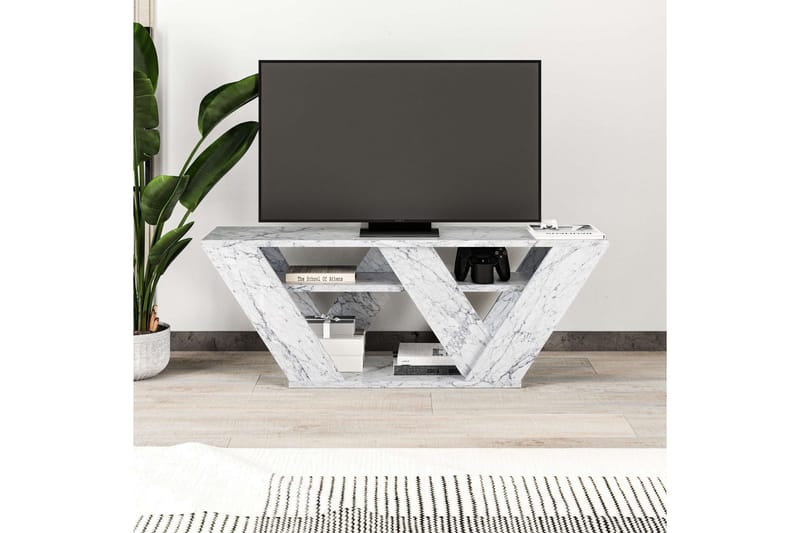 Pipralla TV-benk 110 cm - Hvit Marmor - Møbler - Mediamøbel & tv møbel - TV-benk & mediabenk