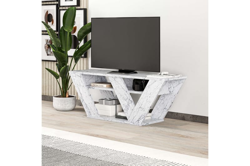 Pipralla TV-benk 110 cm - Hvit Marmor - Møbler - Mediamøbel & tv møbel - TV-benk & mediabenk