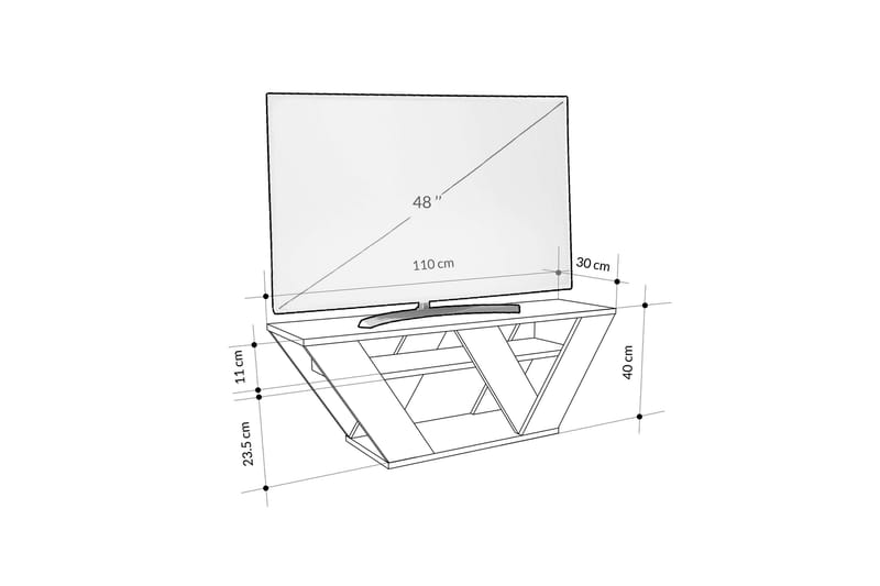 Pipralla TV-benk 110 cm - Hvit Marmor - Møbler - Mediamøbel & tv møbel - TV-benk & mediabenk