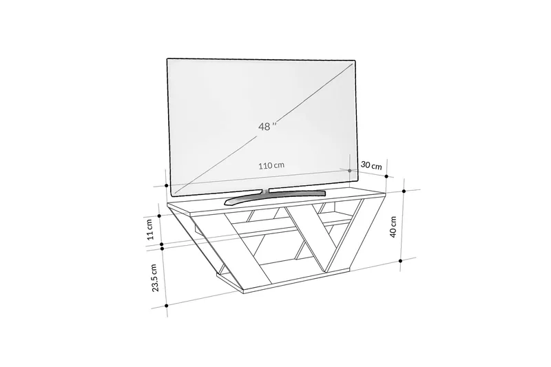 Pipralla TV-benk 110 cm - Hvit Marmor - Møbler - Mediamøbel & tv møbel - TV-benk & mediabenk