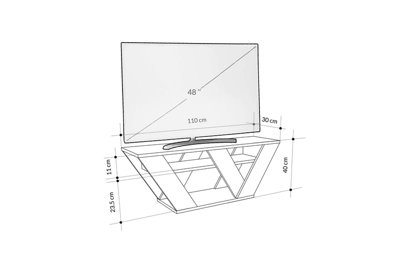 Pipralla TV-benk 110 cm - Hvit Marmor - Møbler - Mediamøbel & tv møbel - TV-benk & mediabenk