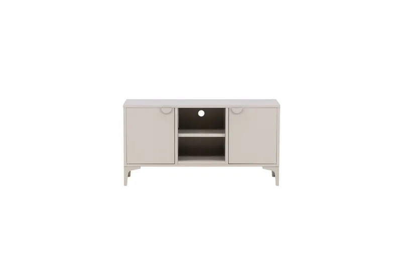 Piring Gulvstående TV-benk 120 cm med Oppbevaring i Metall, Beige