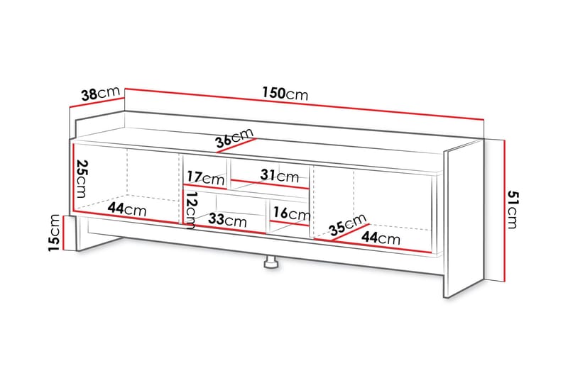 Polina TV-benk 150 cm - Brun / Svart - Møbler - Mediamøbel & tv møbel - TV-benk & mediabenk