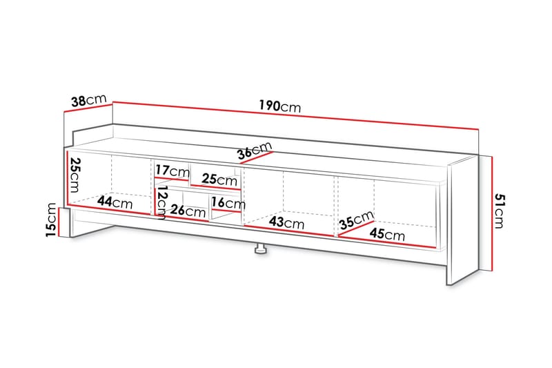 Polina TV-benk 190 cm - Brun / Svart - Møbler - Mediamøbel & tv møbel - TV-benk & mediabenk