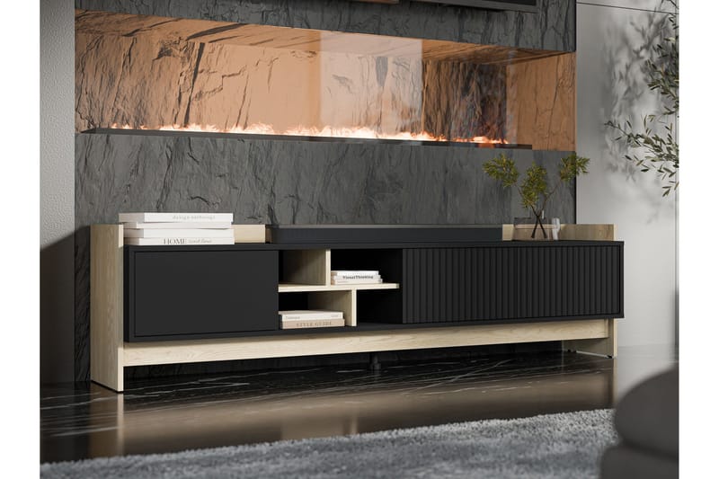 Polina TV-benk 190 cm - Brun / Svart - Møbler - Mediamøbel & tv møbel - TV-benk & mediabenk