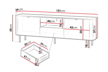 Pollena Tv-Benk 151x39 cm - Brun - Møbler - Mediamøbel & tv møbel - TV-benk & mediabenk