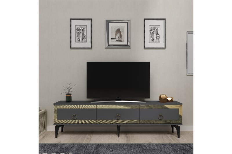 Ponny TV-benk 180 cm - Antrasitt/Gull - M�øbler - Mediamøbel & tv møbel - TV-benk & mediabenk