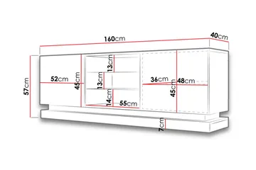 Qiu TV-Benk 40x160 cm LED-belysning - Hvit/Høyglans - Møbler - Mediamøbel & tv møbel - TV-benk & mediabenk