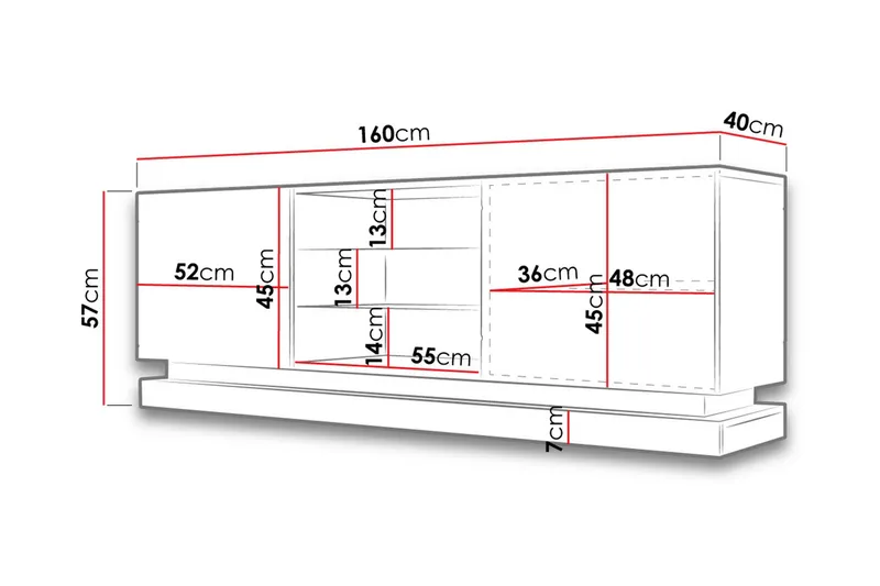 Qiu TV-Benk 40x160 cm LED-belysning - Hvit/Høyglans - Møbler - Mediamøbel & tv møbel - TV-benk & mediabenk