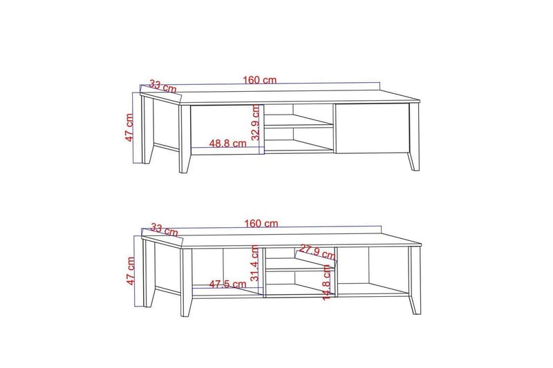 Ranko TV-benk 160 cm - Hvit - Møbler - Mediamøbel & tv møbel - TV-benk & mediabenk