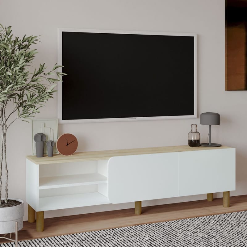 Relento TV-benk 150 cm - hvit, Sapphire-eik - Møbler - Mediamøbel & tv møbel - TV-benk & mediabenk