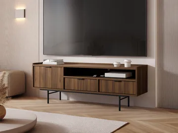Rolden Gulvstående TV-benk 150 cm med Oppbevaring i Tre med Metallben - Brun - Møbler - Mediamøbel & tv møbel - TV-benk & mediabenk