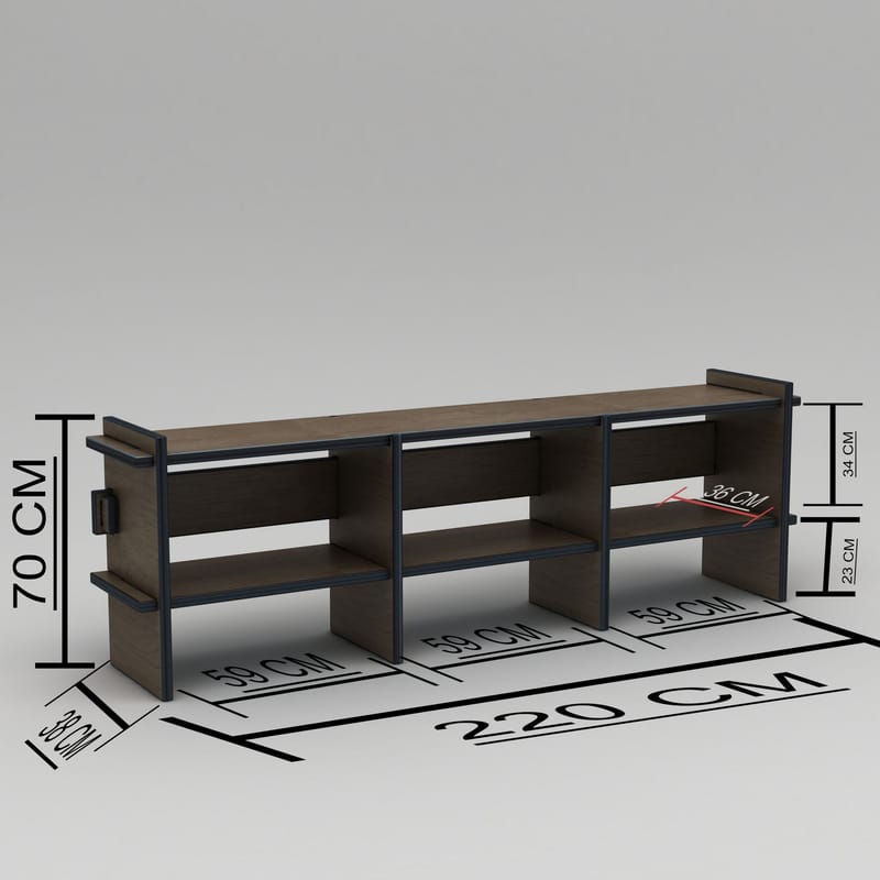 Ropira TV-benk 220 cm - Valnøtt - Møbler - Mediamøbel & tv møbel - Mediestativ & veggfeste