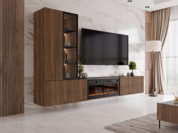 Rylar TV-møbel 250 cm Peis med varmefunksjon - Brun|svart - Møbler - Mediamøbel & tv møbel - TV-møbelsett
