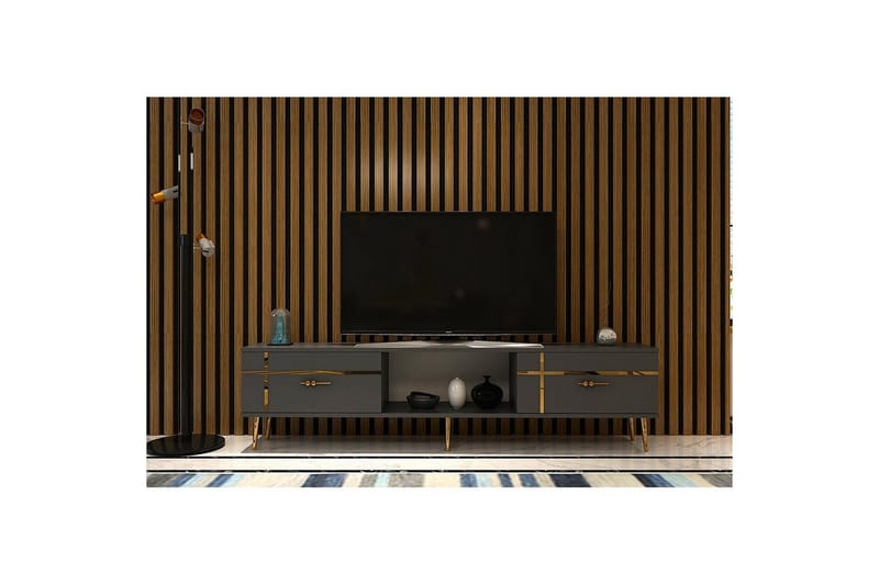 Safiya TV-benk 150 cm - Antrasitt/Gull - Møbler - Mediamøbel & tv møbel - TV-benk & mediabenk