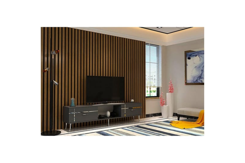 Safiya TV-benk 150 cm - Antrasitt/Sølv - Møbler - Mediamøbel & tv møbel - TV-benk & mediabenk