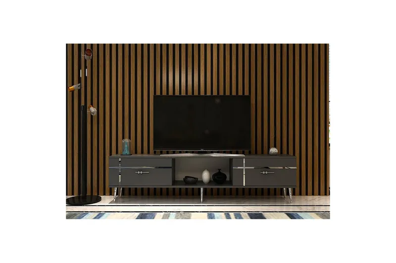 Safiya TV-benk 150 cm - Antrasitt/Sølv - Møbler - Mediamøbel & tv møbel - TV-benk & mediabenk