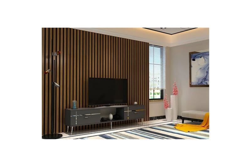 Safiya TV-benk 150 cm - Antrasitt/Sølv - Møbler - Mediamøbel & tv møbel - TV-benk & mediabenk