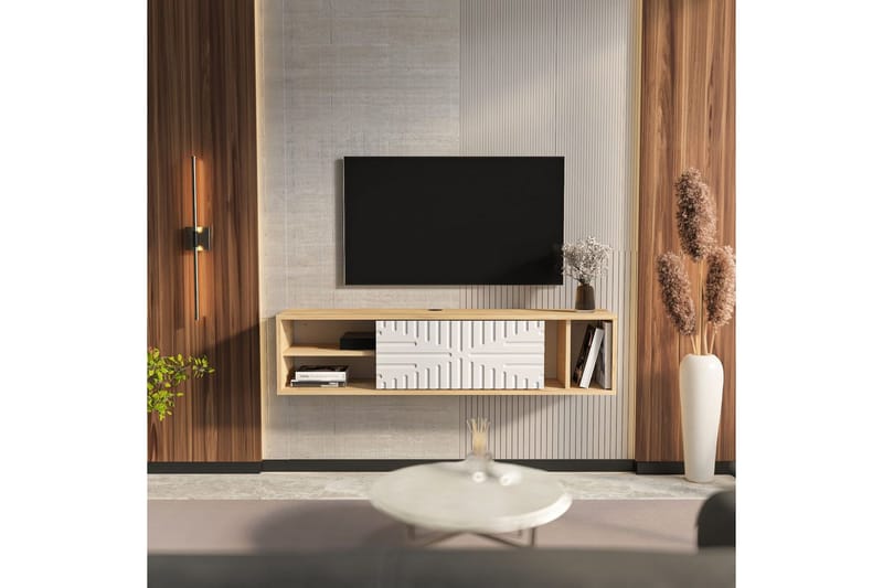 Saller TV-benk 140 cm - Eik/Hvit - Møbler - Mediamøbel & tv møbel - TV-benk & mediabenk